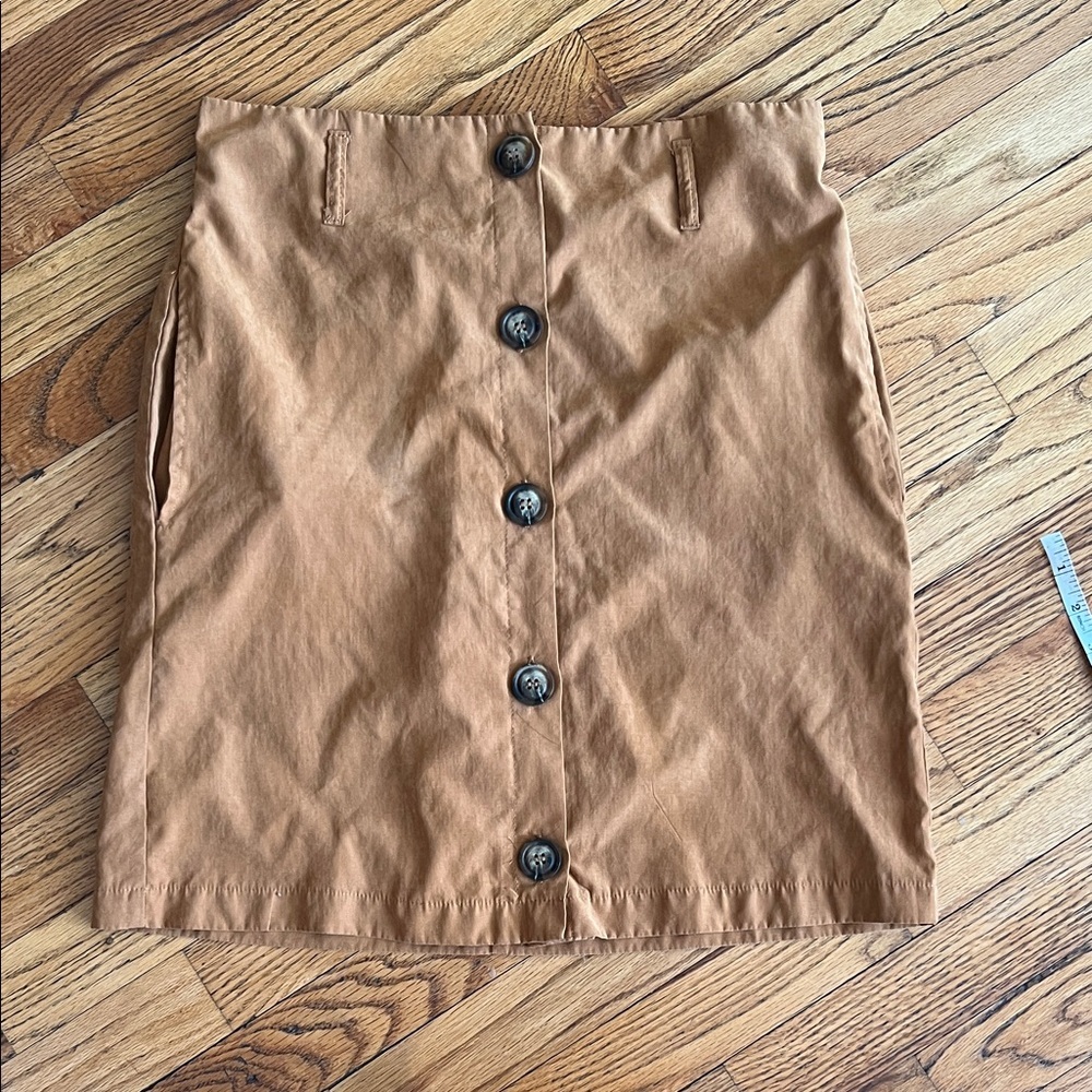miami Button-Front Mini Skirt in Brown-Tan